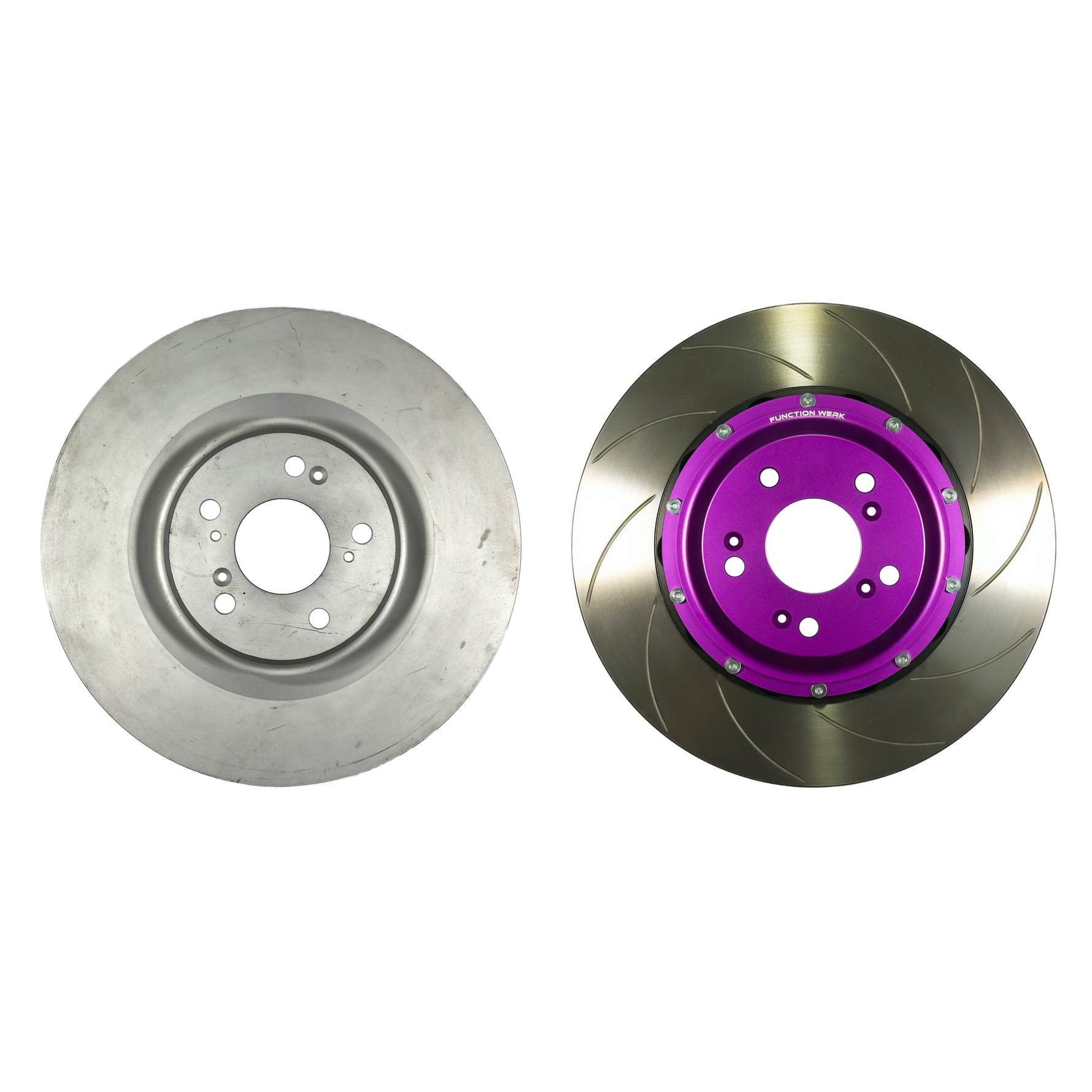 Function Werk OEM and 2-piece front brake rotor comparison for 2021-2025 Acura TLX Type S