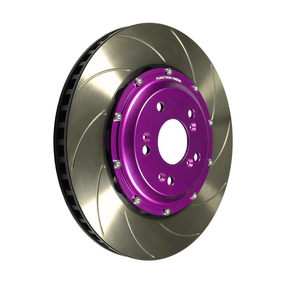 Function Werk slotted front brake rotor rear view for 2022+ Acura MDX Type S