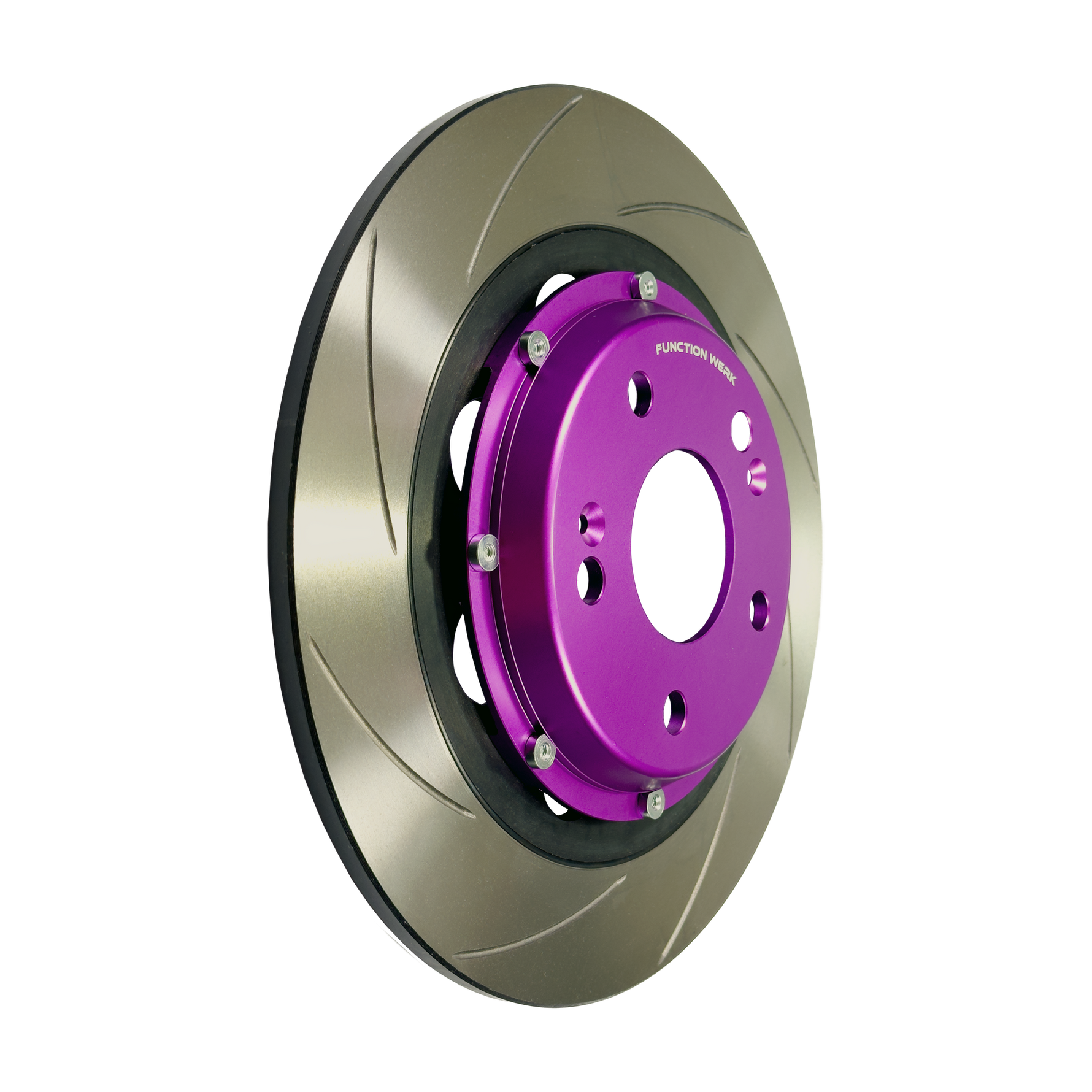 Function Werk slotted rear brake rotor angled view for 2021-2025 Acura TLX Type S