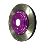 Function Werk slotted front brake rotor three-quarter view for 2021-2025 Acura TLX Type S