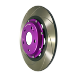 Function Werk slotted rear brake rotor three-quarter view for 2021-2025 Acura TLX Type S